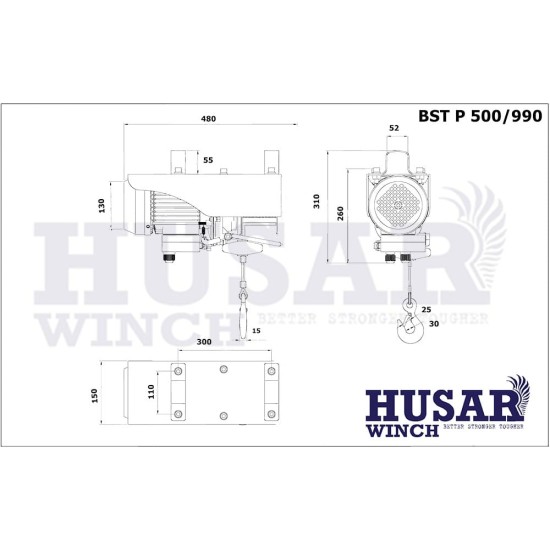 Βαρούλκο Ηλεκτρικό BST P 500/990 Husar Winch