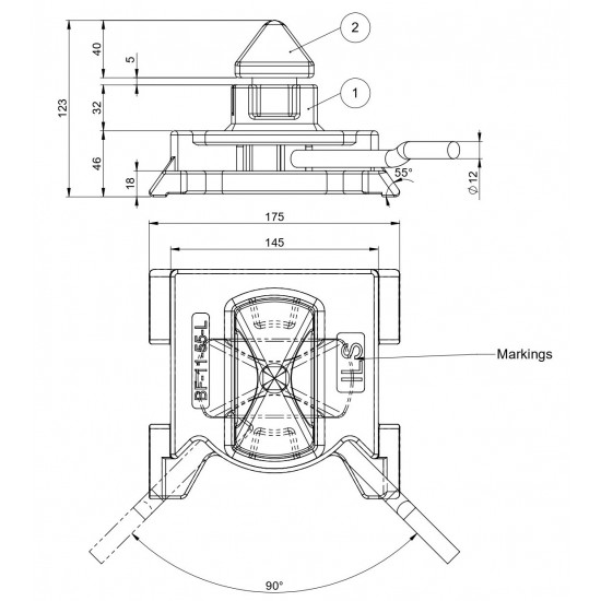 Longitudinal U-Frame Twistlock 55° Left Blocking BF-11-55-L ILS