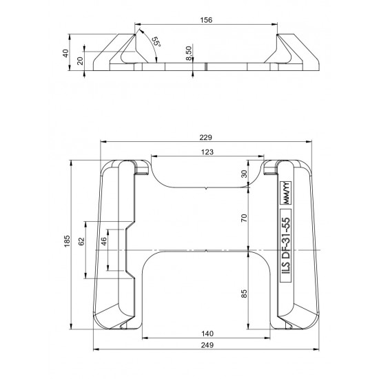 U-frame Decksocket 55° DF-31-55 ILS