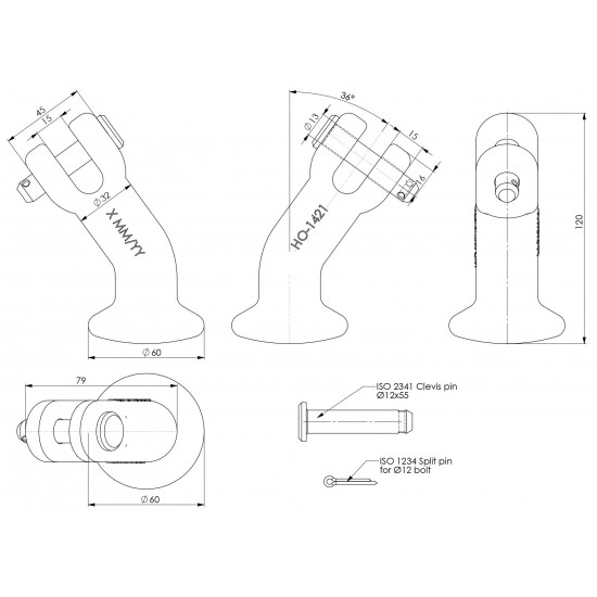 Clevis Elephant Foot MBL 20t HO-1421 ILS