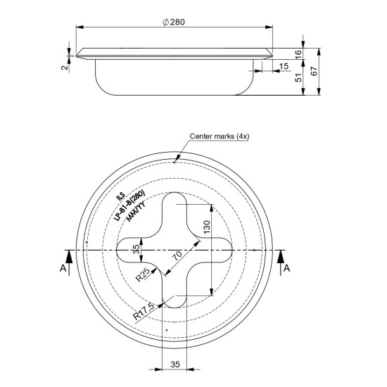 Flush Cloverleaf Socket LP-81-B(280) ILS